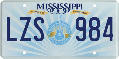 MS license plate LZS984
