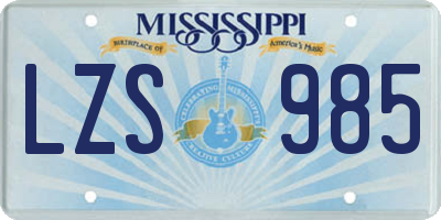 MS license plate LZS985