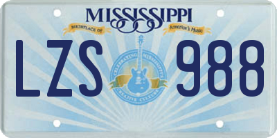 MS license plate LZS988