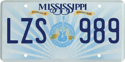 MS license plate LZS989