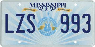 MS license plate LZS993