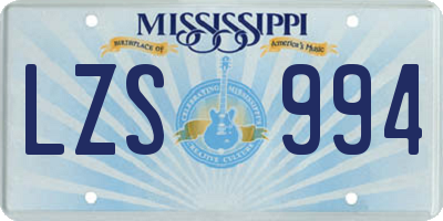 MS license plate LZS994