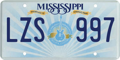 MS license plate LZS997