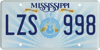 MS license plate LZS998
