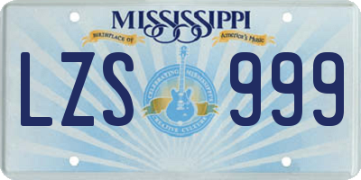 MS license plate LZS999