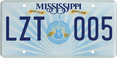 MS license plate LZT005