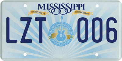 MS license plate LZT006
