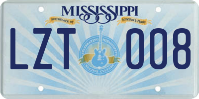 MS license plate LZT008