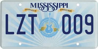 MS license plate LZT009