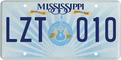MS license plate LZT010