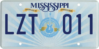 MS license plate LZT011