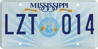 MS license plate LZT014