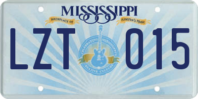 MS license plate LZT015