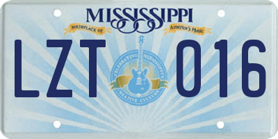MS license plate LZT016