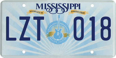 MS license plate LZT018