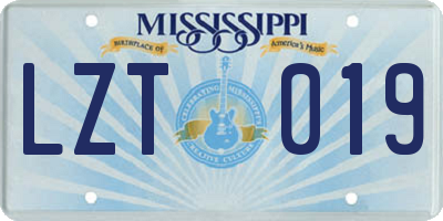 MS license plate LZT019