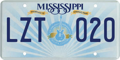 MS license plate LZT020