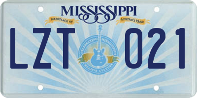 MS license plate LZT021