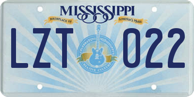 MS license plate LZT022