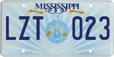 MS license plate LZT023