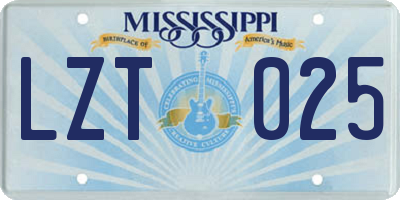 MS license plate LZT025