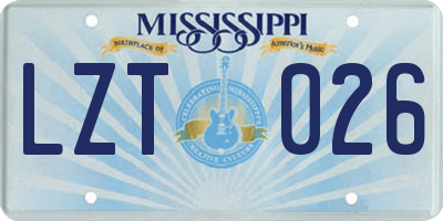 MS license plate LZT026
