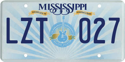 MS license plate LZT027