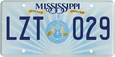 MS license plate LZT029
