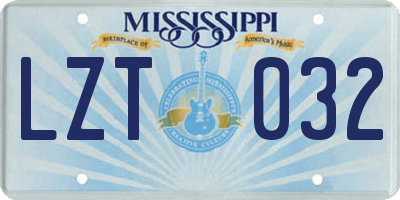 MS license plate LZT032