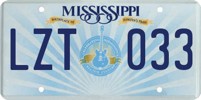 MS license plate LZT033