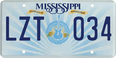 MS license plate LZT034