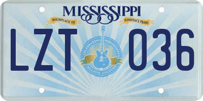 MS license plate LZT036