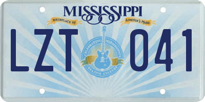 MS license plate LZT041