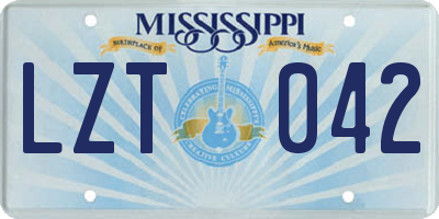 MS license plate LZT042
