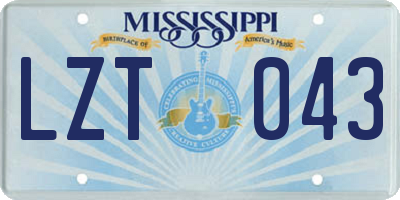 MS license plate LZT043