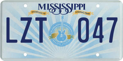 MS license plate LZT047