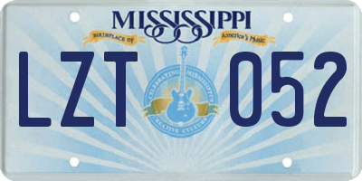MS license plate LZT052