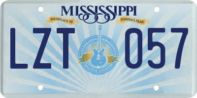MS license plate LZT057