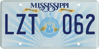 MS license plate LZT062