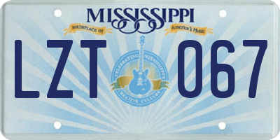 MS license plate LZT067
