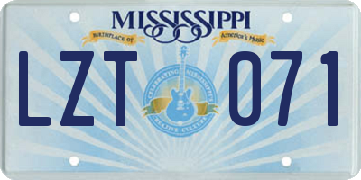 MS license plate LZT071
