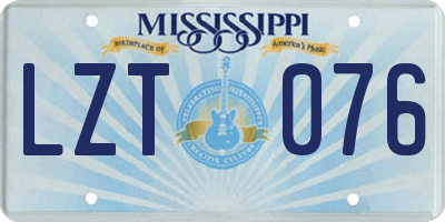 MS license plate LZT076