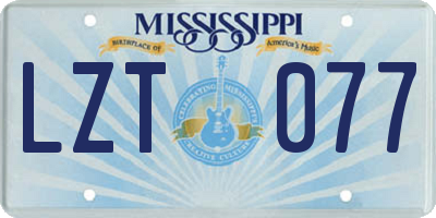 MS license plate LZT077