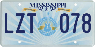 MS license plate LZT078
