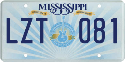 MS license plate LZT081