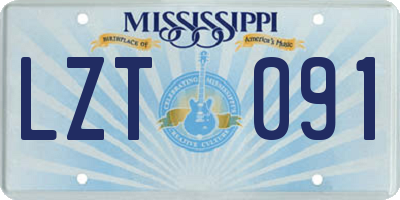 MS license plate LZT091