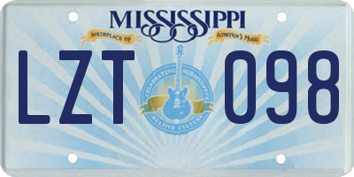 MS license plate LZT098
