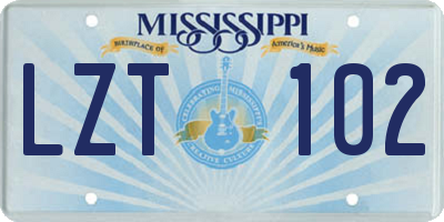 MS license plate LZT102