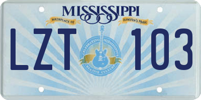 MS license plate LZT103