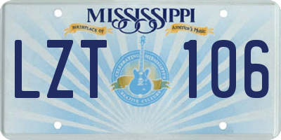 MS license plate LZT106